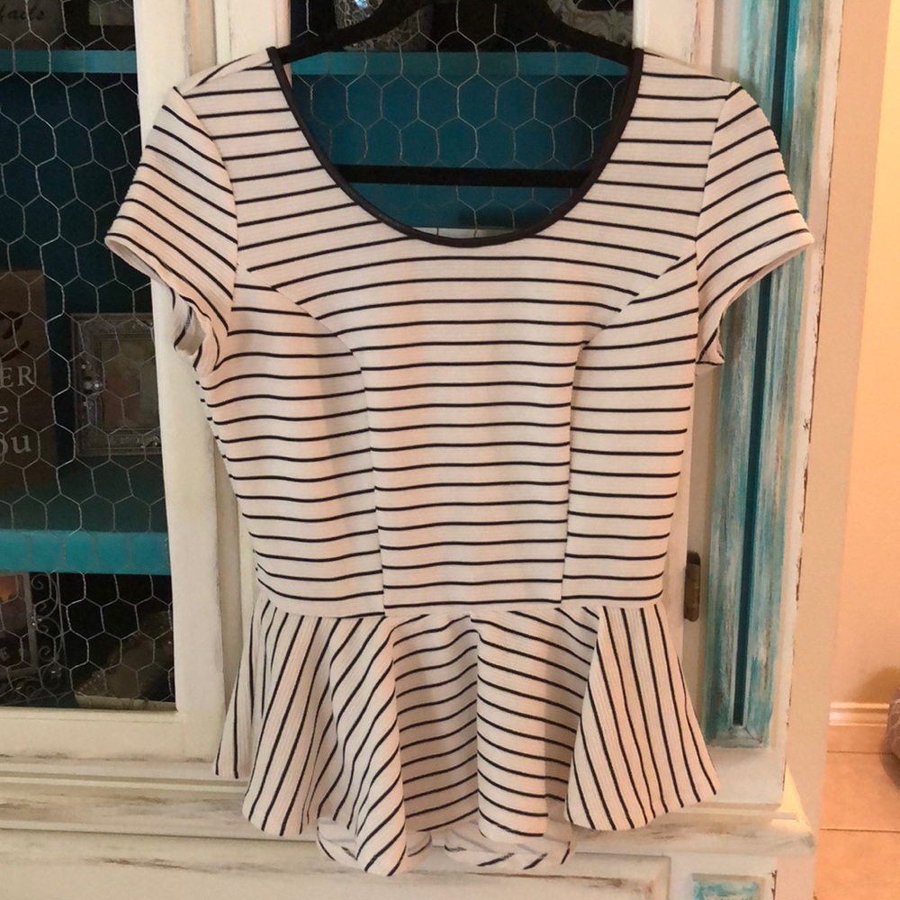 Black and white stripe blouse